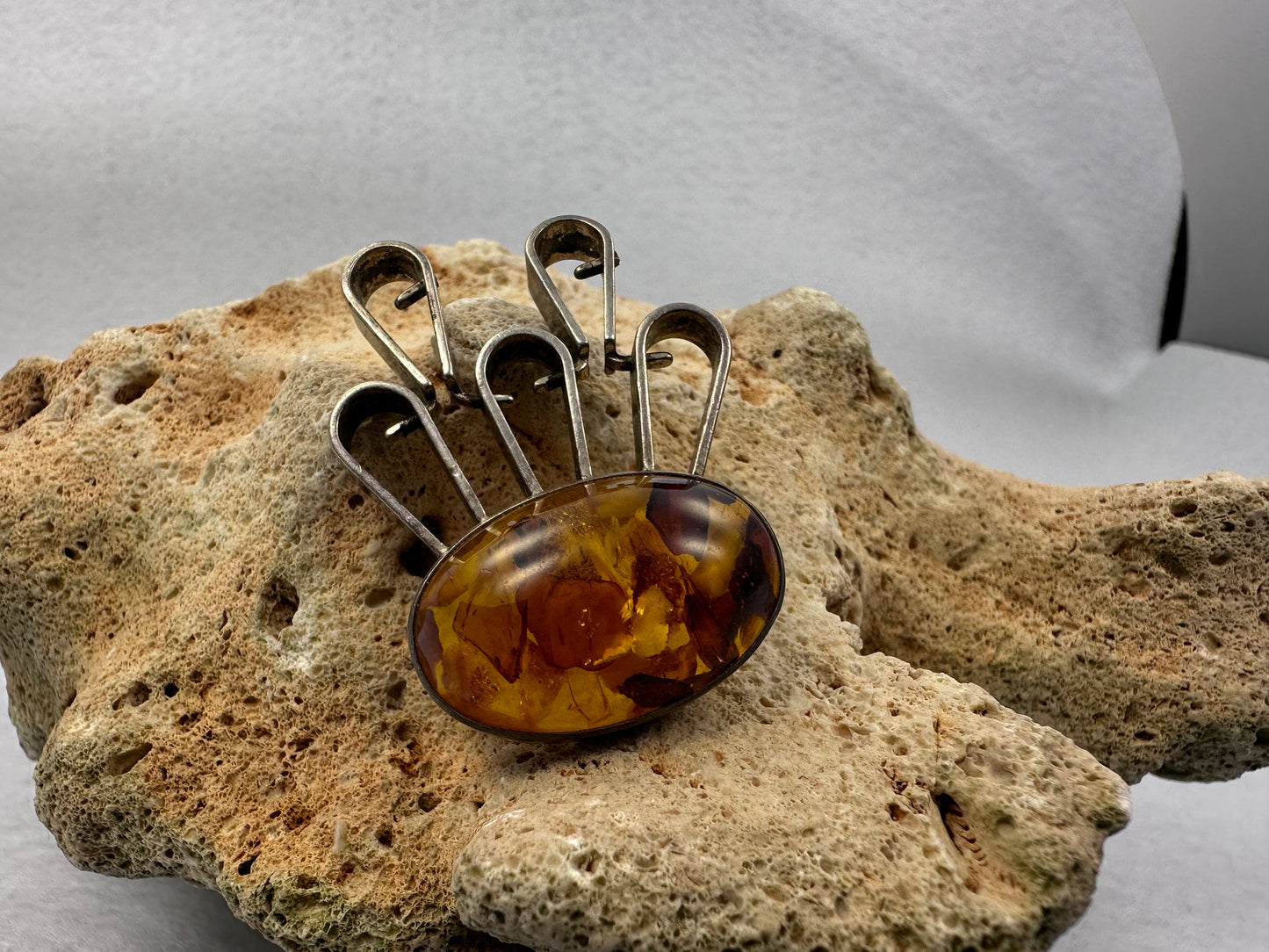 Vintage Bernstein Anhänger in Silber Ostsee Schmuck