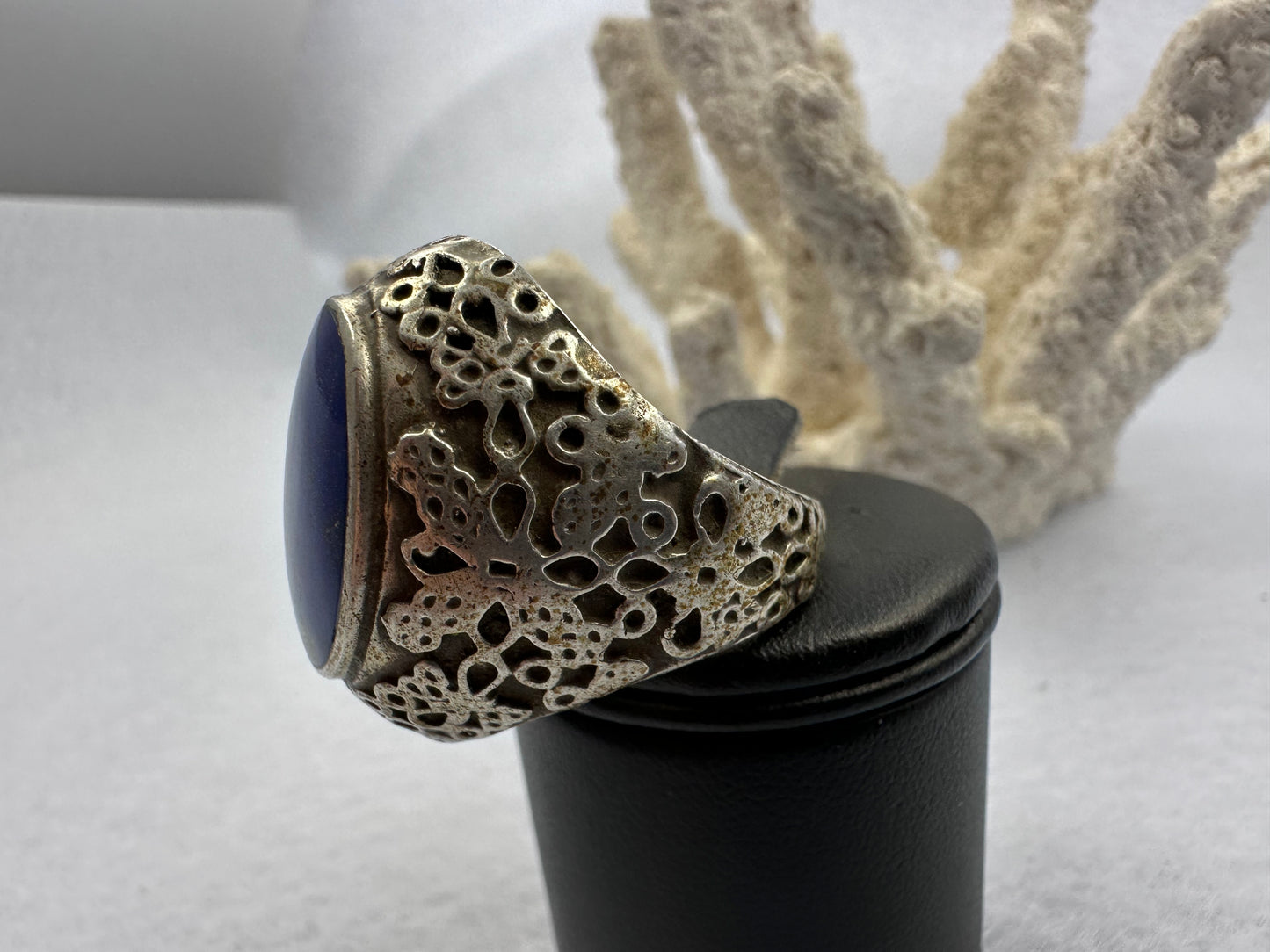Silber Lapis Ring Vintage Handarbeit