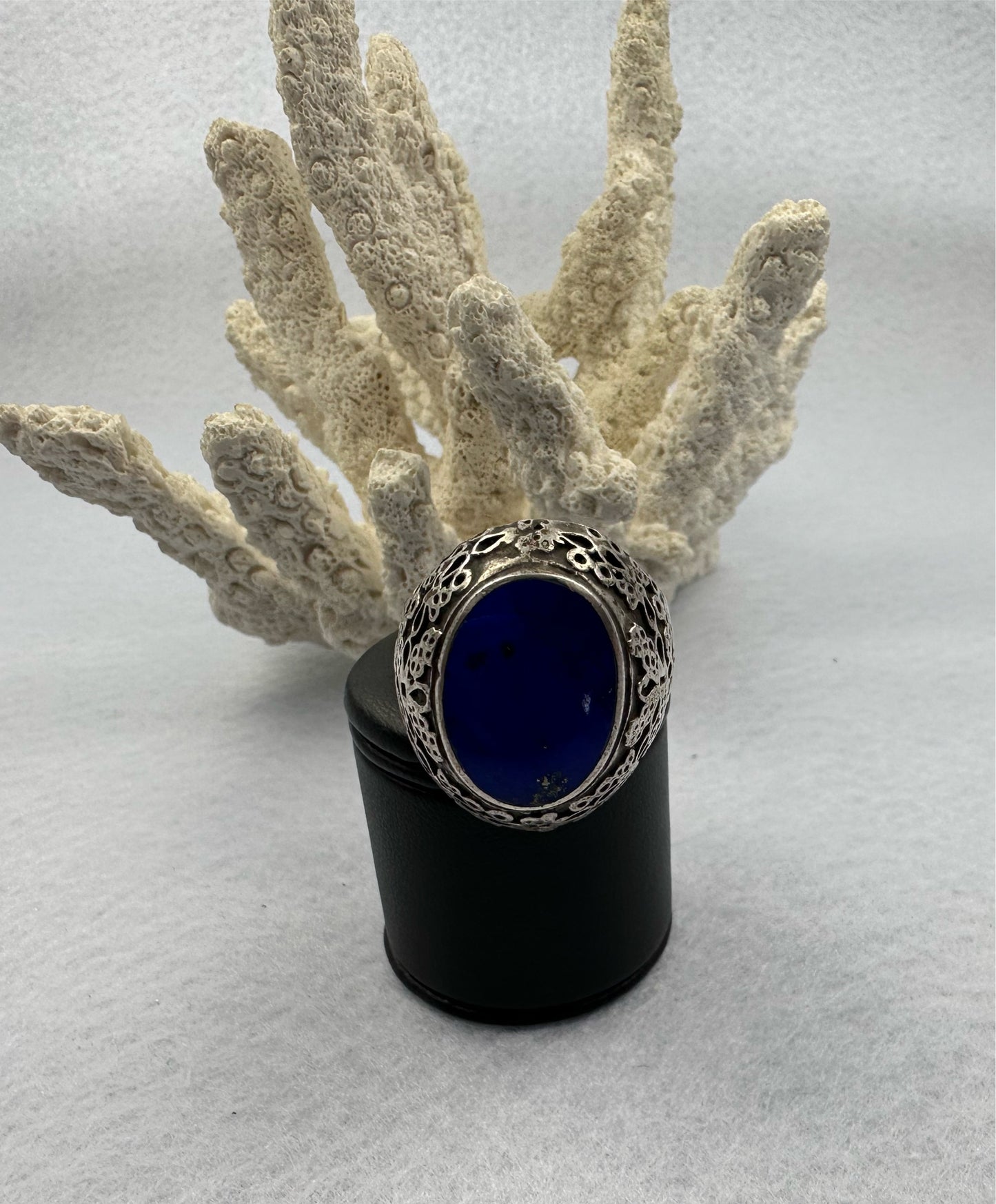 Silber Lapis Ring Vintage Handarbeit
