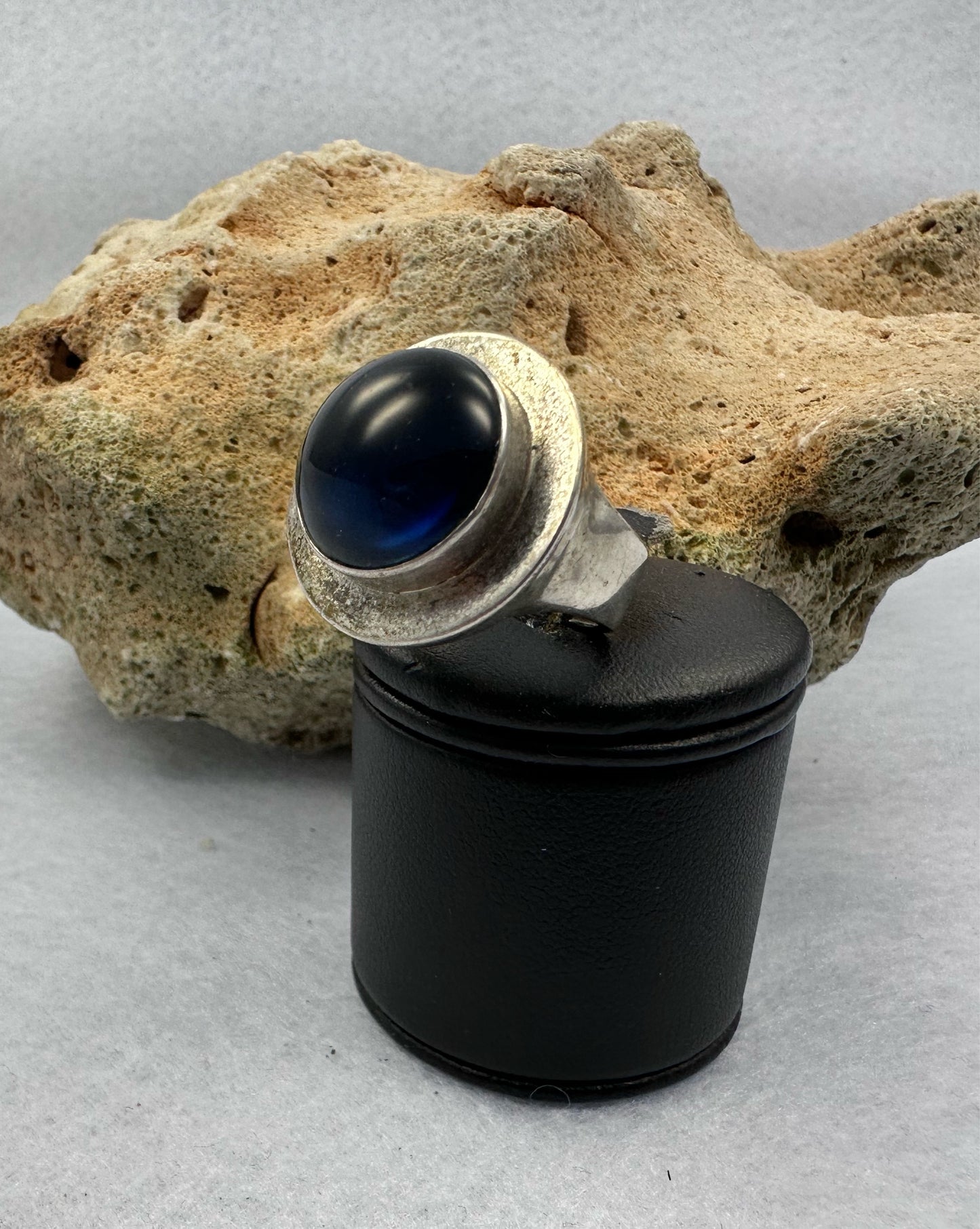 Großer Silber Ring mit blauen Stein